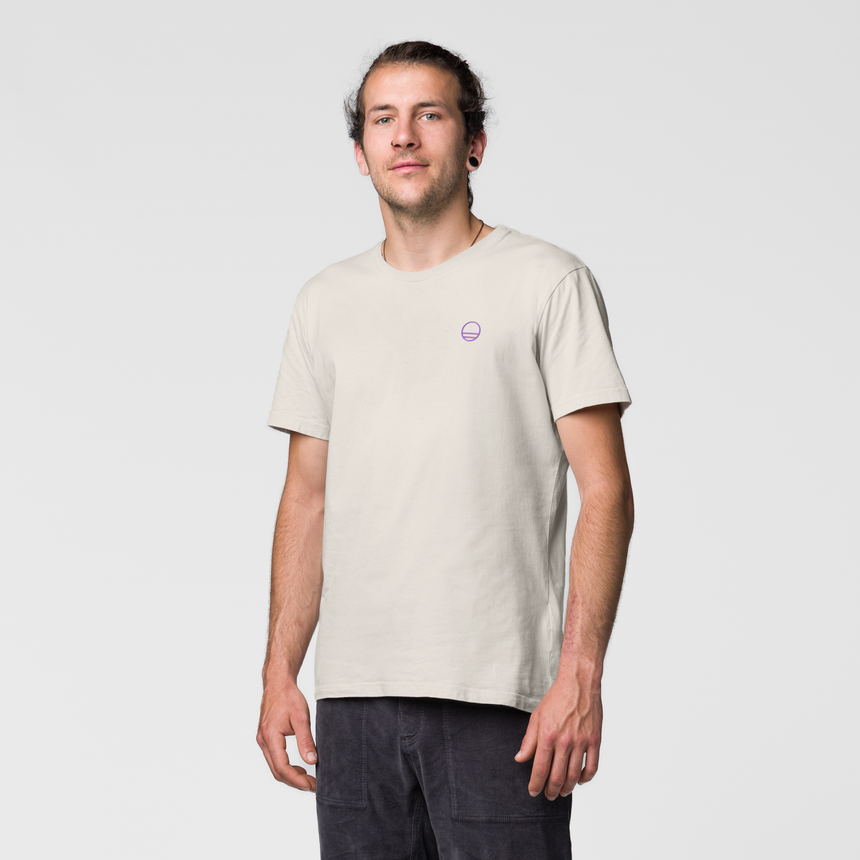 Wild Country Climbing Flow T-Shirt Man Outdoor Action Moonstone - Front Angled Fit on Model