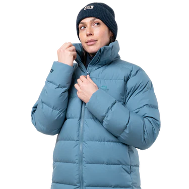 Mountain Equipment Tromso Women's Parka Outdoor Action Stellar Blue- YKK® Moulded Centre Front Zip