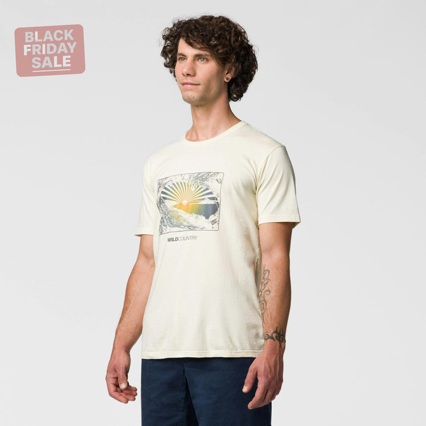 Wild Country Climbing Stamina T-Shirt Man Outdoor Action Quartz - Front Angled Fit on Model