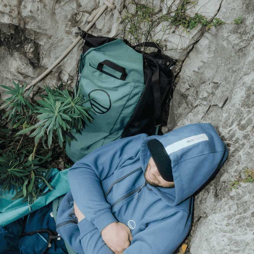 Wild Country Climbing Crag Hauler 40 Backpack Outdoor Action Black/Marsh - Product In Use