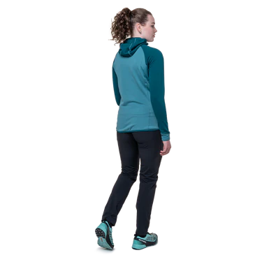 Mountain Equipment Eclipse Hooded Women's Jacket Outdoor Action Topaz/Medieval- Back Fit