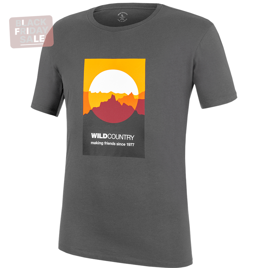 Wild Country Climbing Heritage T-Shirt Man Outdoor Action Onyx - Front Angled