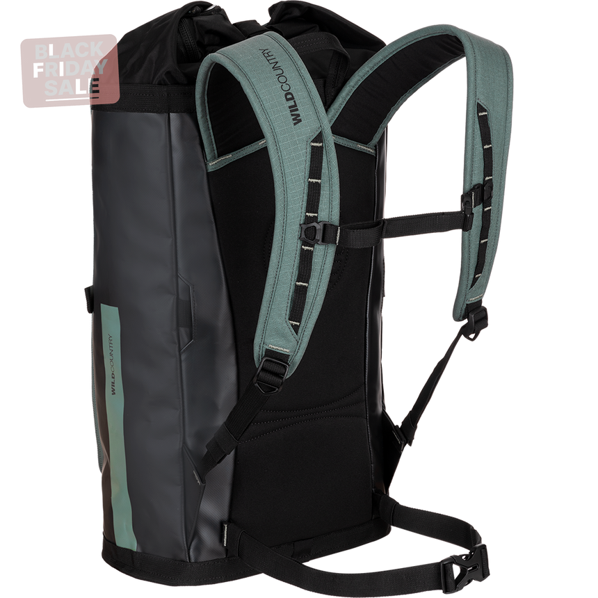 Wild Country Climbing Crag Hauler 25 Backpack Outdoor Action Black/Marsh - Back Angled