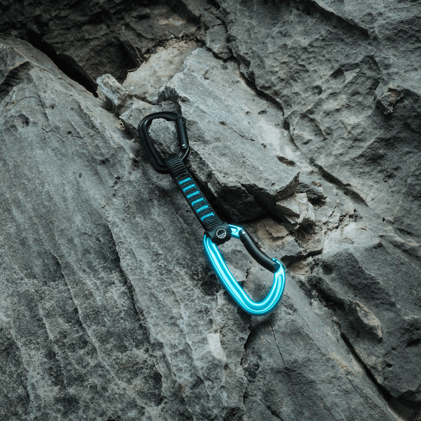 Wild Country Climbing Wildsport Quickdraw 6X12CM Outdoor Action Black/Turquoise - Product In Use