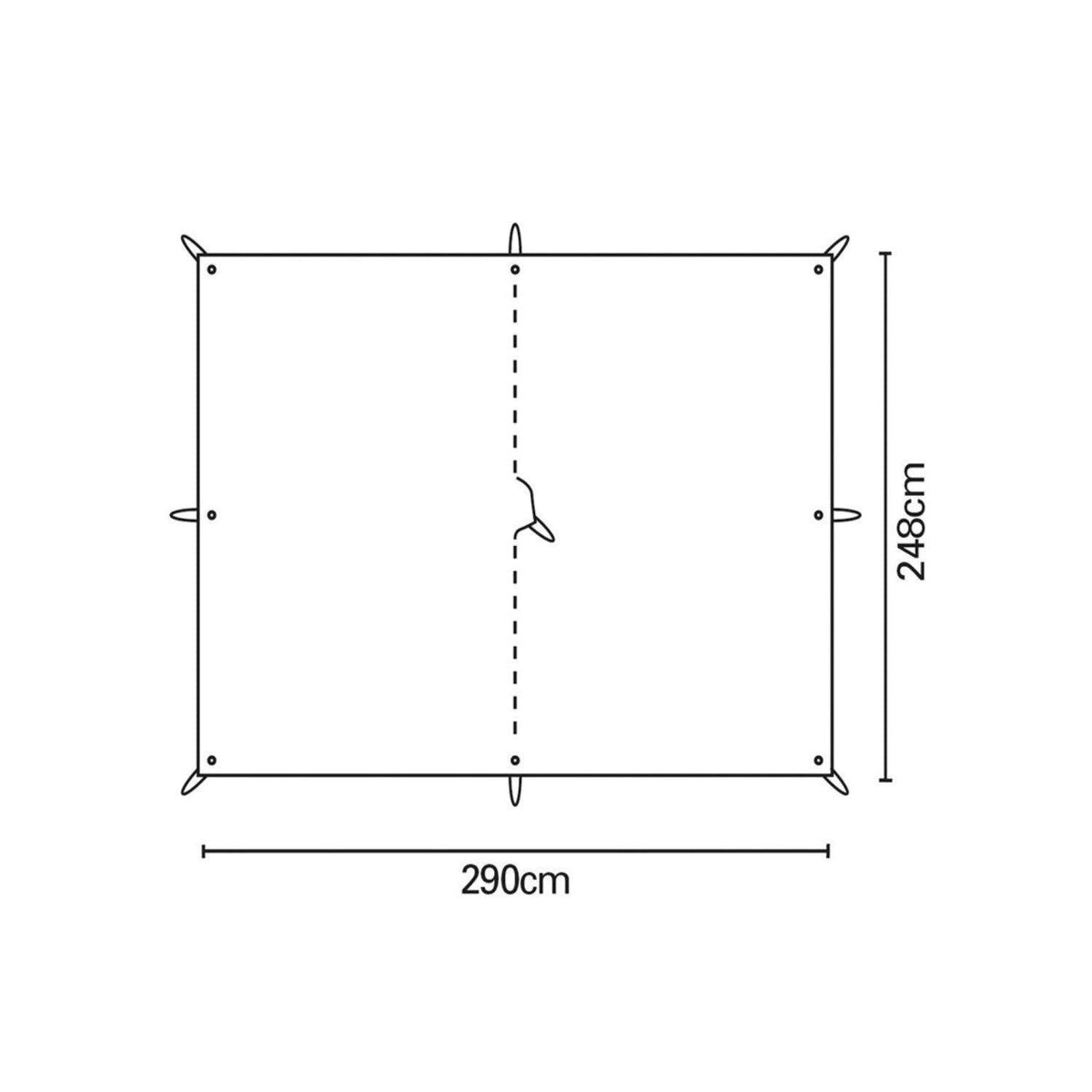 Measurement chart with dimensions 290cm x 248cm.