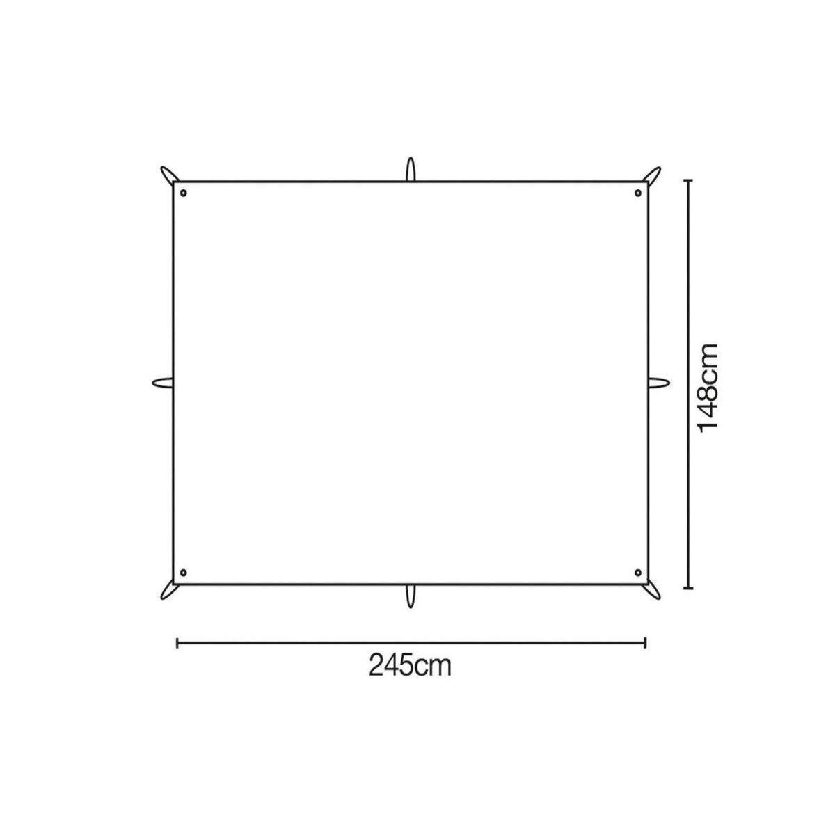 Measurement chart with dimensions 245cm x 148cm.