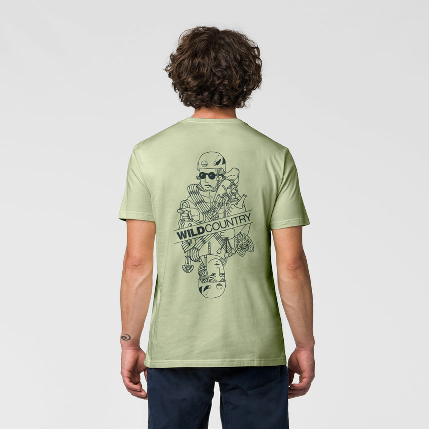 Wild Country Climbing Flow T-Shirt Man Outdoor Action Jade - Back Fit on Model