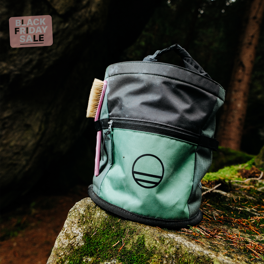 Wild Country Climbing Sequence Chalk Bucket Outdoor Action Green Ivy/Marsh/Onyx - Product In Use