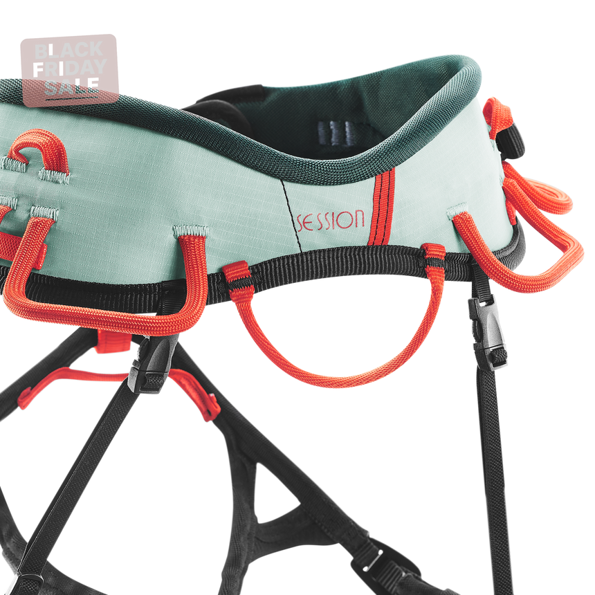 Wild Country Climbing Session Woman's Harness Outdoor Action Aquifer/Orange - Dedicated loop