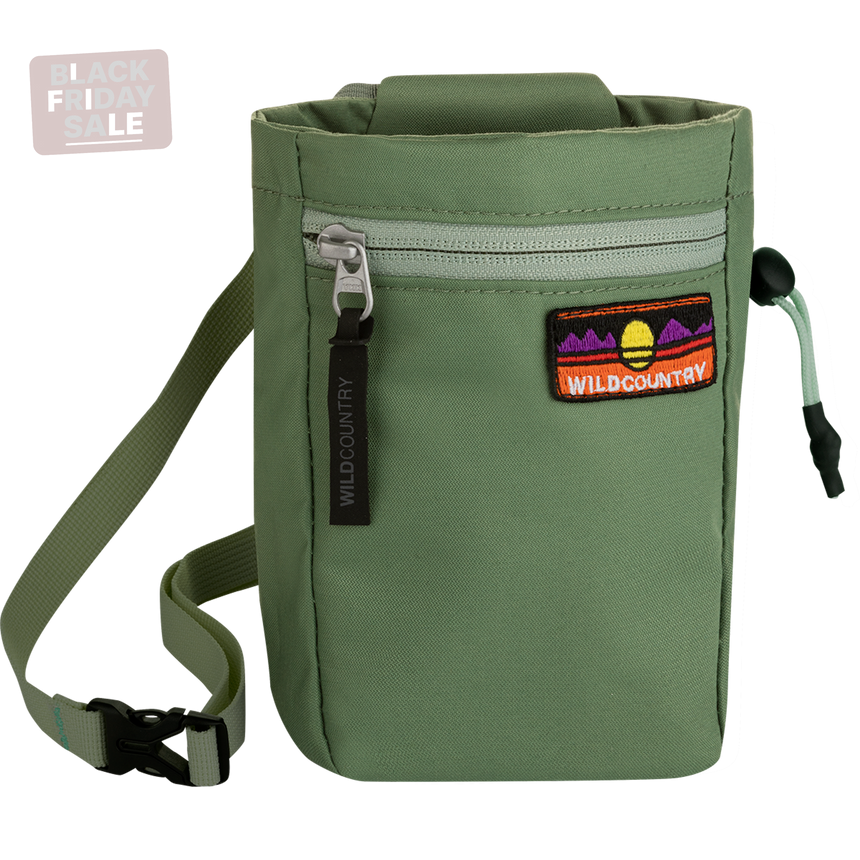 Wild Country Climbing Flow Chalk Bag Outdoor Action Green Ivy - Front Angled