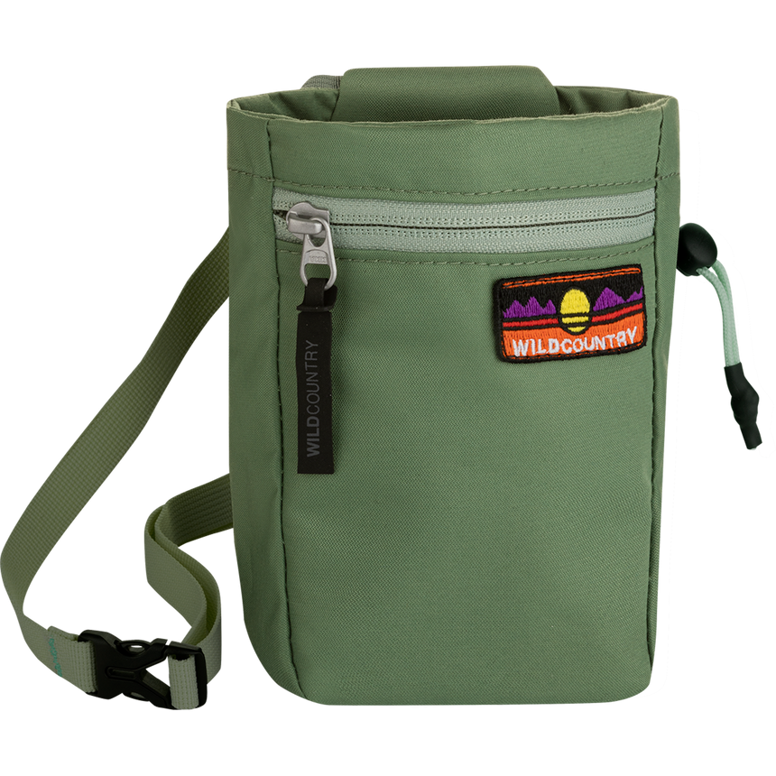 Wild Country Climbing Flow Chalk Bag Outdoor Action Green Ivy - Front Angled