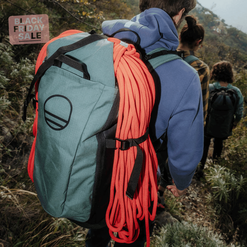 Wild Country Climbing Crag Hauler 40 Backpack Outdoor Action Black/Marsh - Product In Use