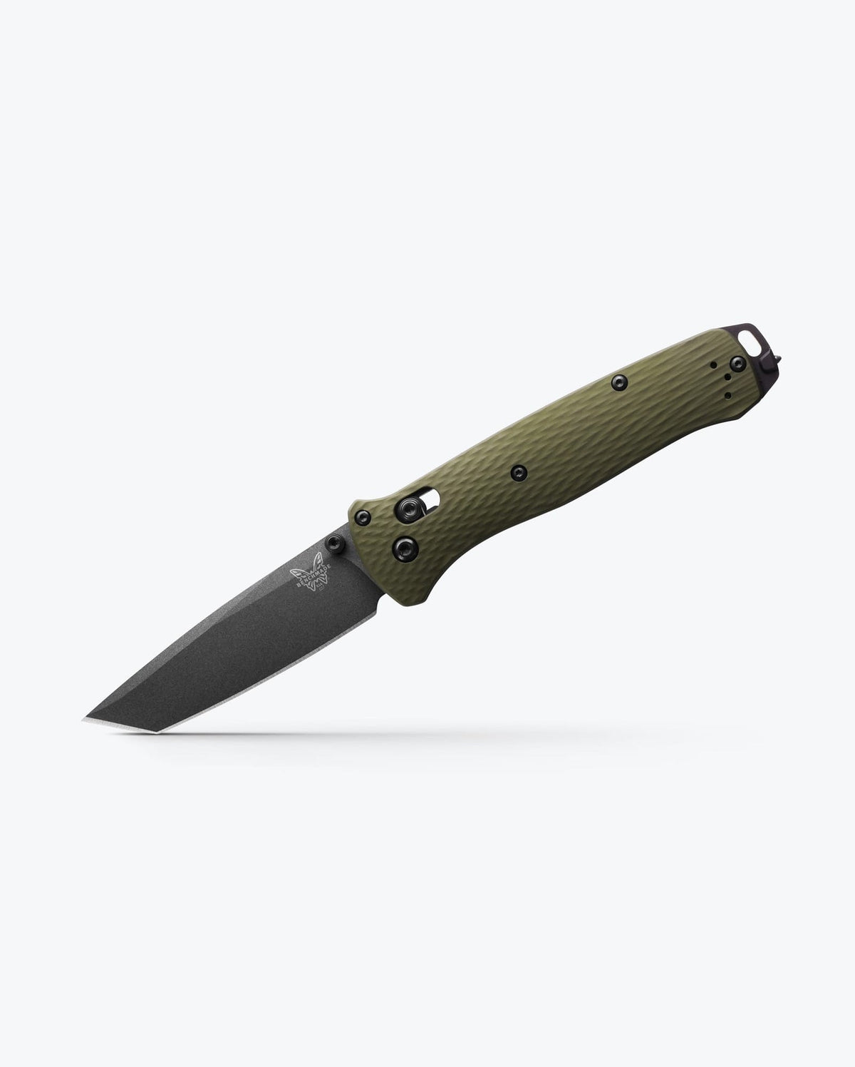 Benchmade Bailout 537GY-1 woodland green aluminium knife, open side view
