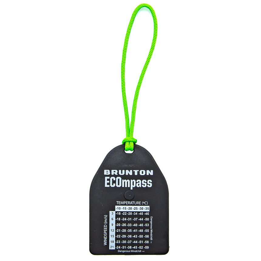 Brunton ECompass with green strap on a white background