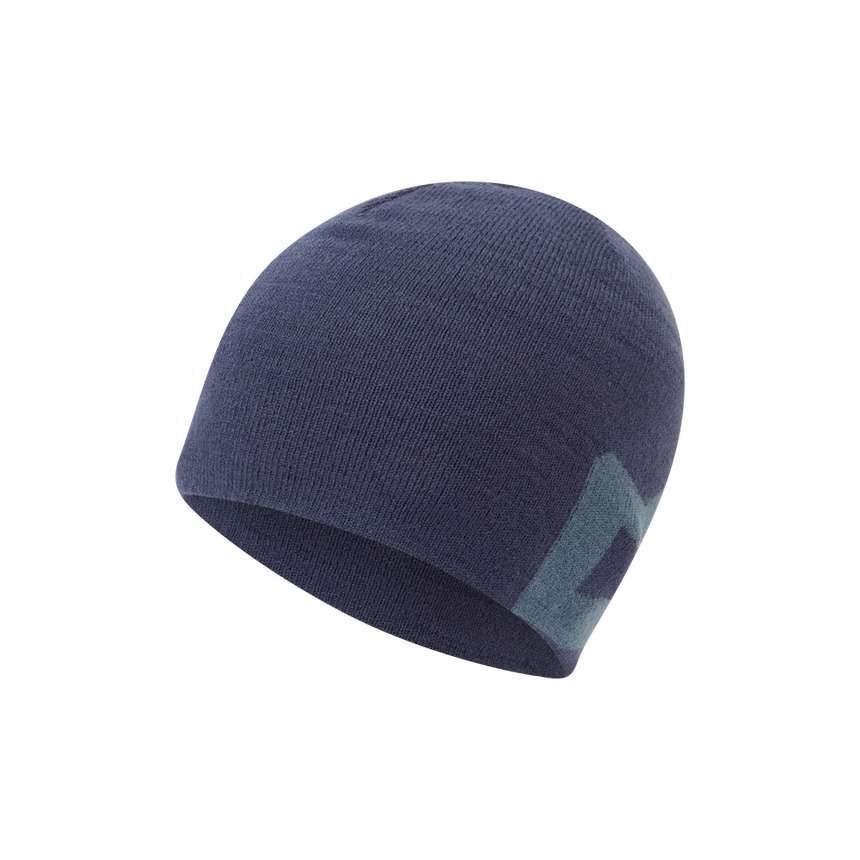Mountain Equipment Branded Knitted Beanie Outdoor Action Dusk/Bluefin- front
