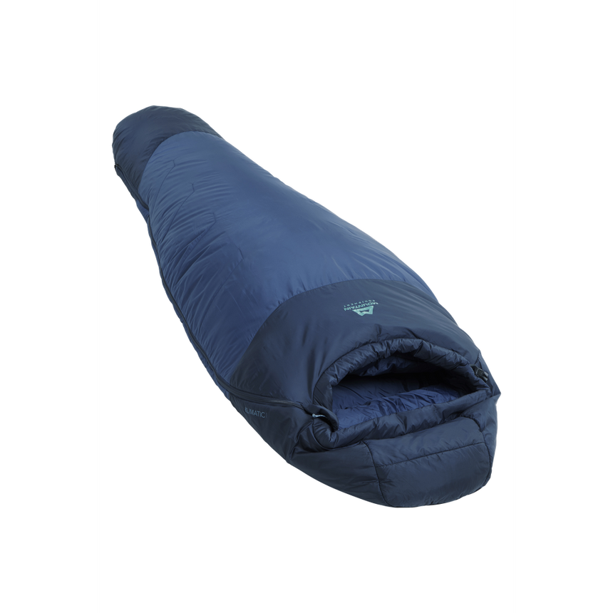 Mountain Equipment Klimatic I Women's Sleeping Bag (6°C/43°F) Outdoor Action Dusk- Slanted