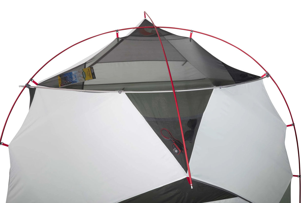 MSR Elixir™ 3-Person Backpacking Tent Outdoor Action- Gear Loft and Clip Detail