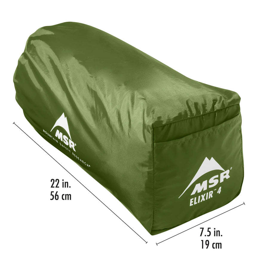 MSR Elixir™ 4-Person Backpacking Tent Outdoor Action- Stuff Sack | Packed Dimensions