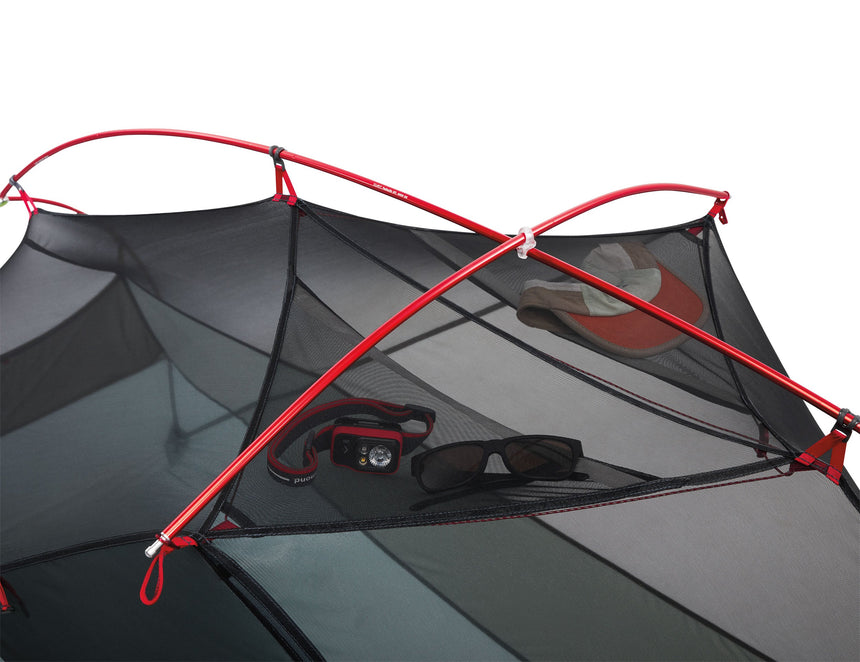 MSR Hubba Hubba™ LT 1-Person Backpacking Tent Outdoor Action- gear loft & clip detail