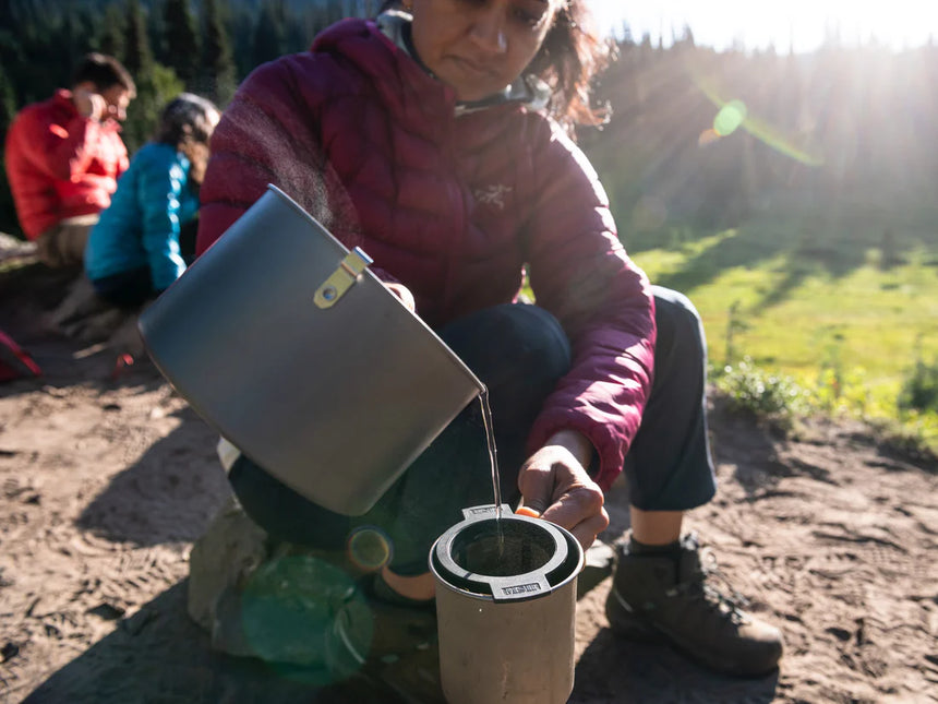 MSR Trail Lite 1.3L Pot Outdoor Action- Product In use