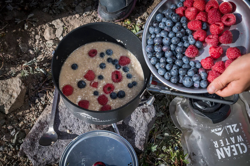 MSR WindBurner Sauce Pot Outdoor Action- Product in use