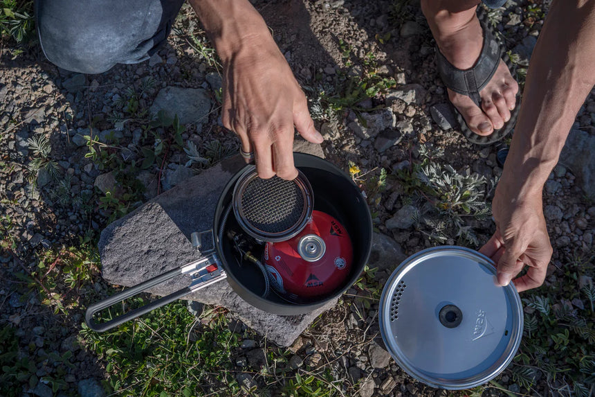 MSR WindBurner Sauce Pot Outdoor Action- top view