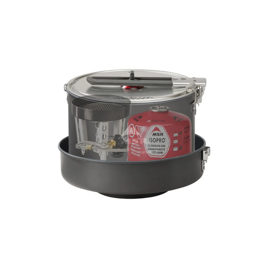 MSR WindBurner® Stove System Combo Outdoor Action- Skillet & 2.5 L Sauce Pot shown with 8-oz. IsoPro fuel canister (sold separately)