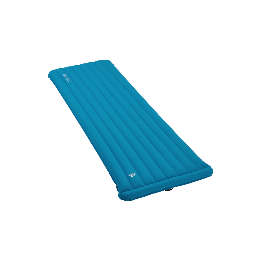 Mountain Equipment Aerostat Down 7.0 Mat Wide Regular in Mykonos Blue - Front Angle View