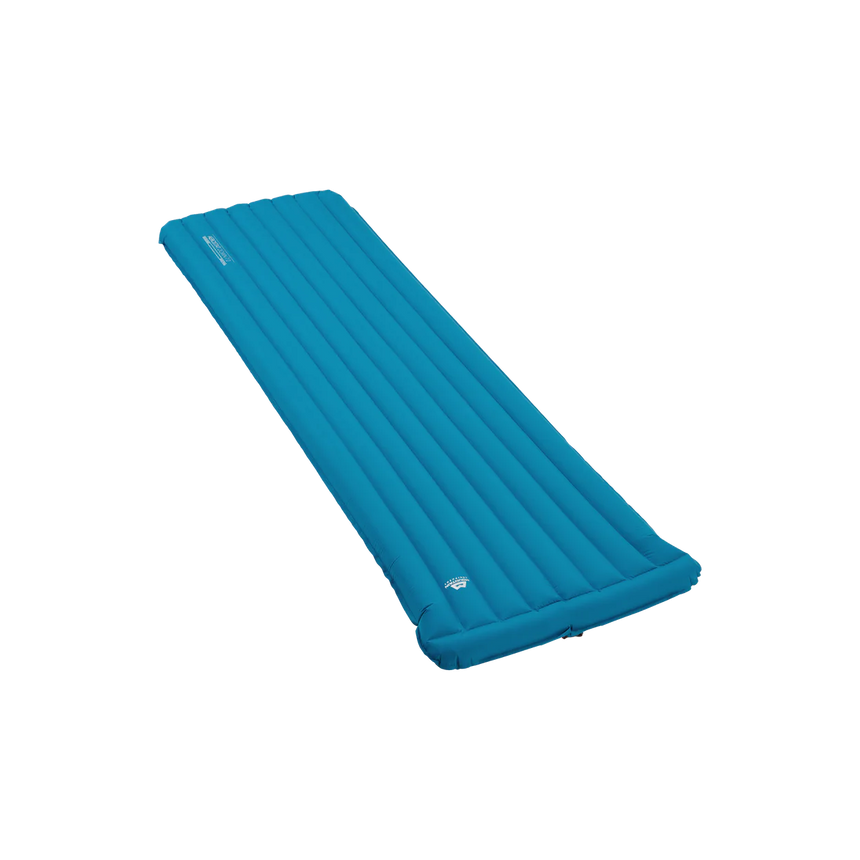 Mountain Equipment Aerostat Down 7.0 Sleeping Mat in Mykonos Blue - Front Angle View