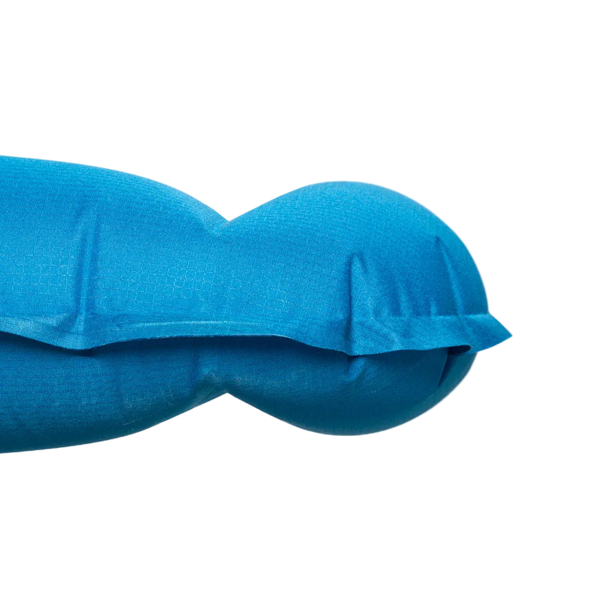 Mountain Equipment Aerostat Down 7.0 Sleeping Mat in Mykonos Blue - Close-Up of Mat Height and Shape