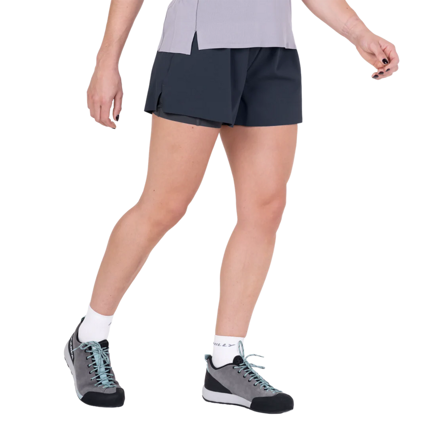 Mountain Equipment Agilix Women's Twin Short in Blue Nights - Front flat lay alternate