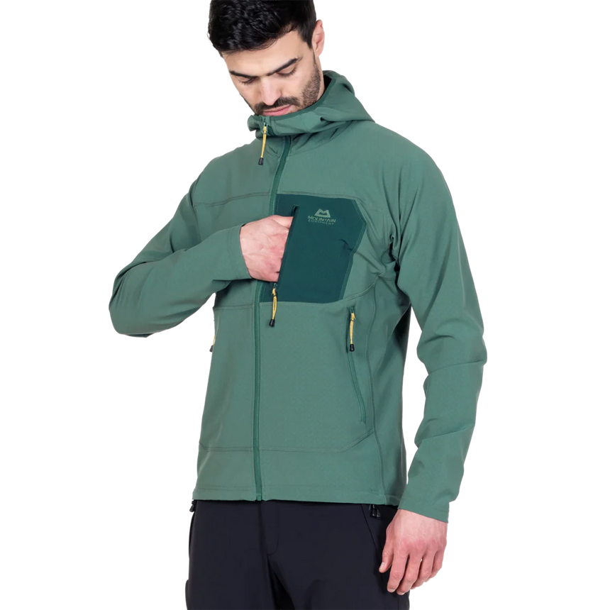 Mountain Equipment Arrow Hooded Men's Jacket in Fern/Pine - On Model Back
