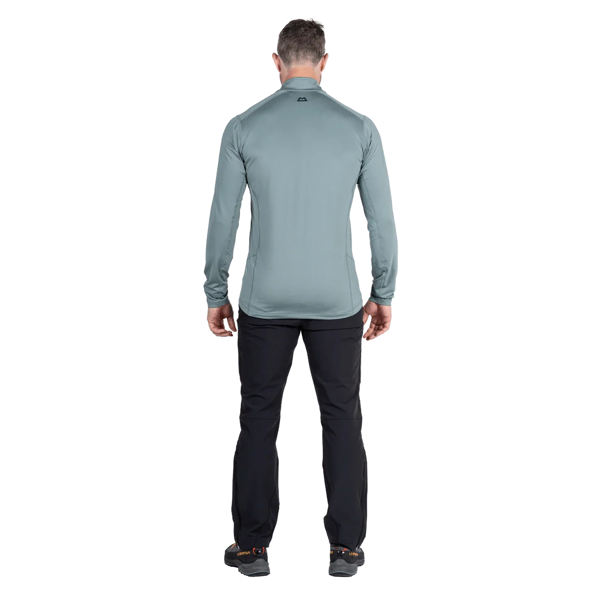 Mountain Equipment Cerrig Men's LS Zip T in Goblin Blue - Back on Model