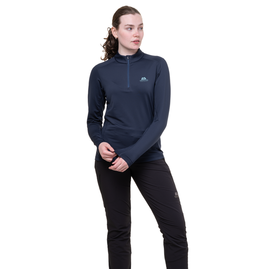 Mountain Equipment Cerrig Women's LS Zip T in Cosmos - Back