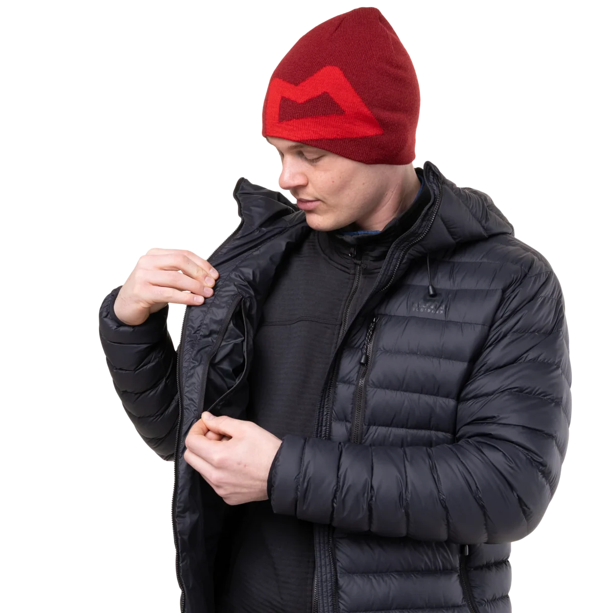 Mountain Equipment Earthrise Hooded Men's Jacket in Black/Black - Open Front Model