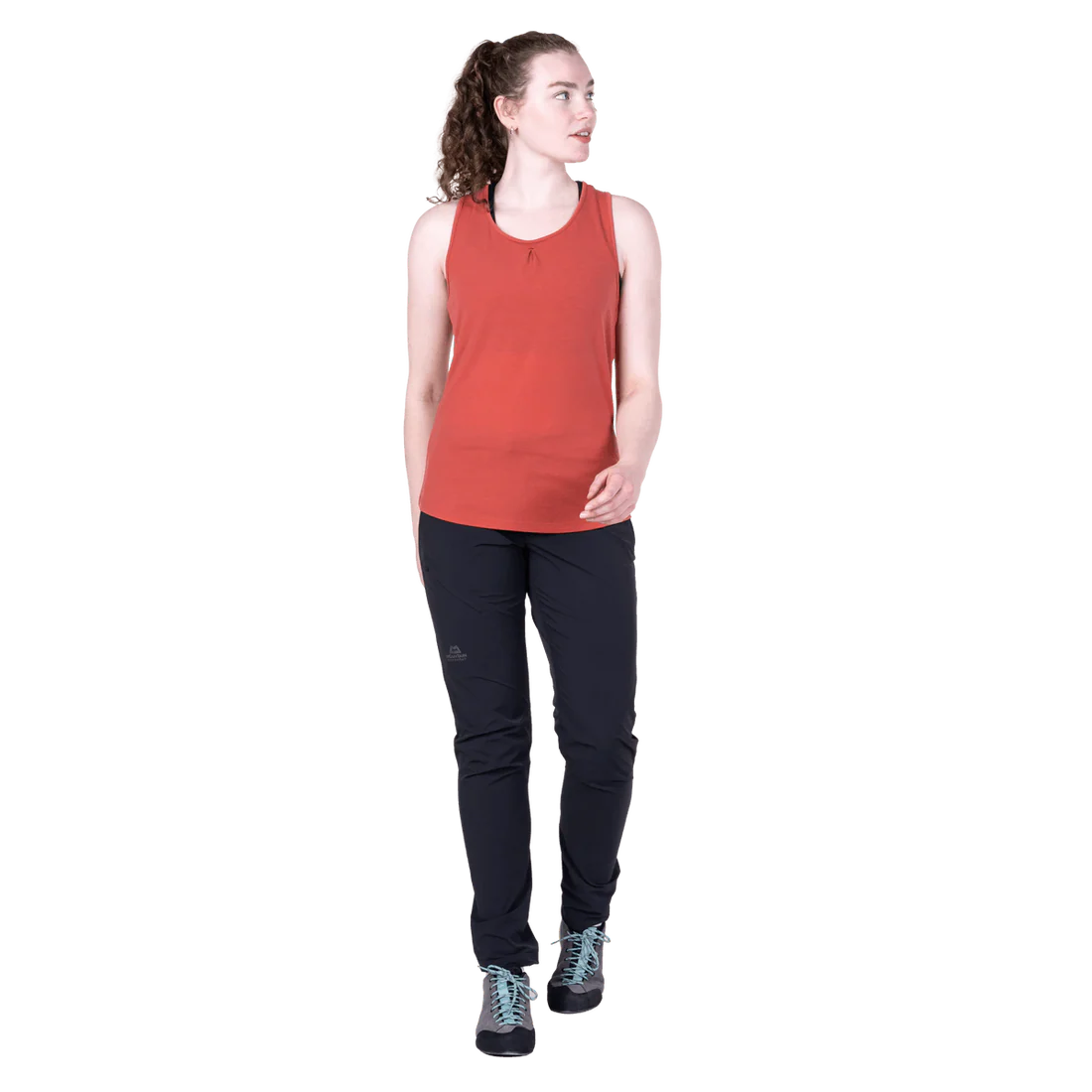 Mountain Equipment Equinox Women's Vest in Rosewood - On Model Walking Front