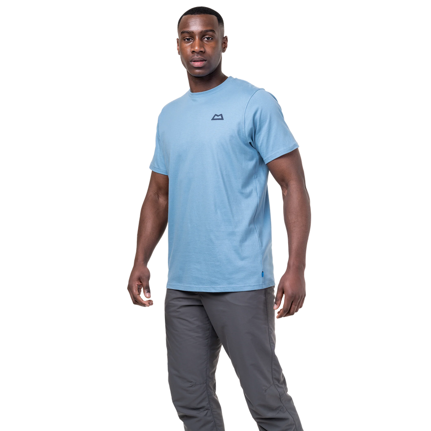 Mountain Equipment Everest Men's Tee in Heritage Blue - On Model Walking Front