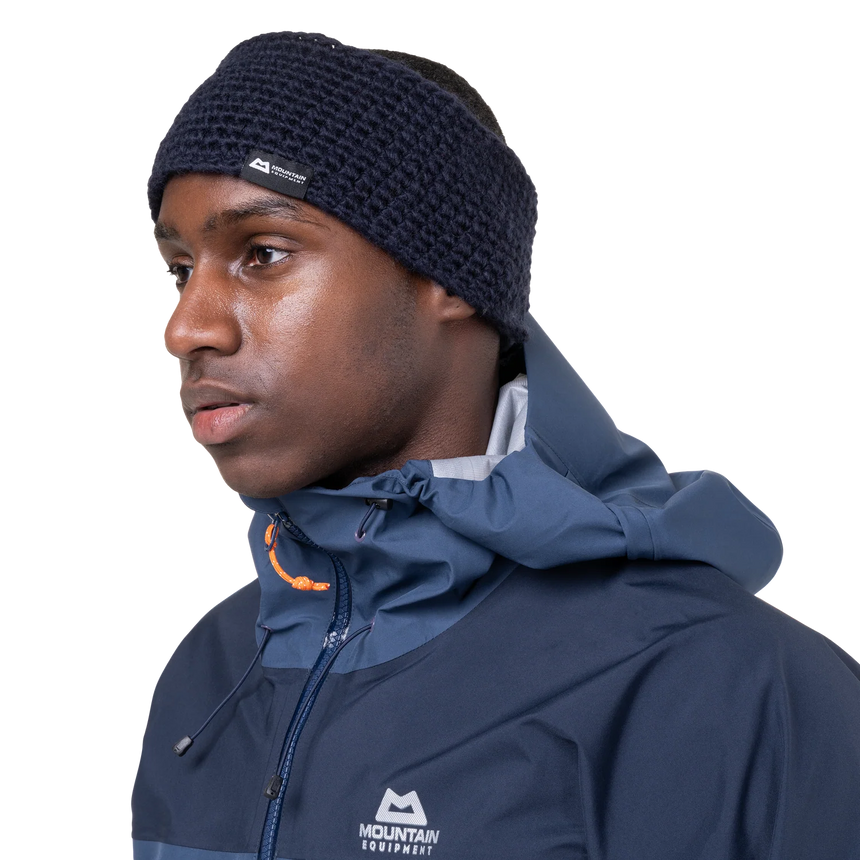 Mountain Equipment Flash Headband in Cosmos - On Model Side