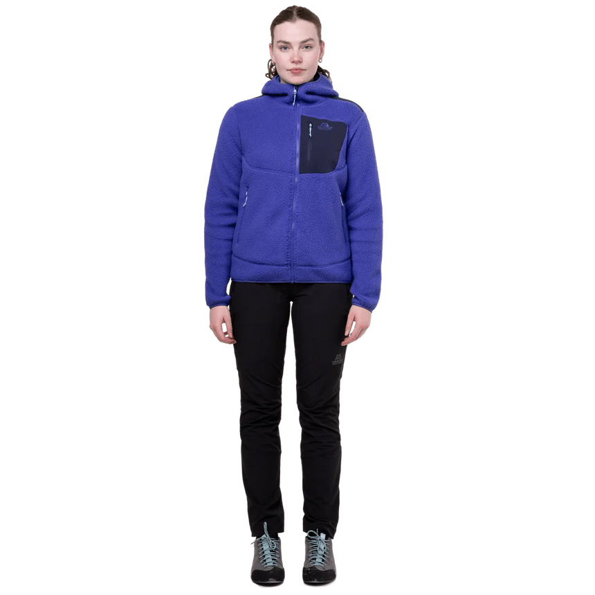 Mountain Equipment Highpile Hooded Women's Jacket in Clematis/Cosmos - On Model Front Full