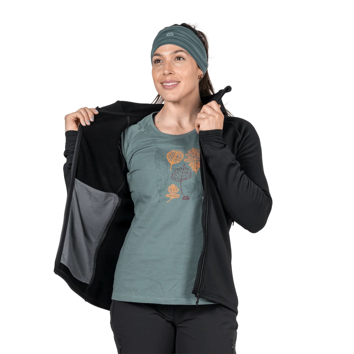 Mountain Equipment Jorasses Hooded Women's Jacket in Black - On Model Front, Layering