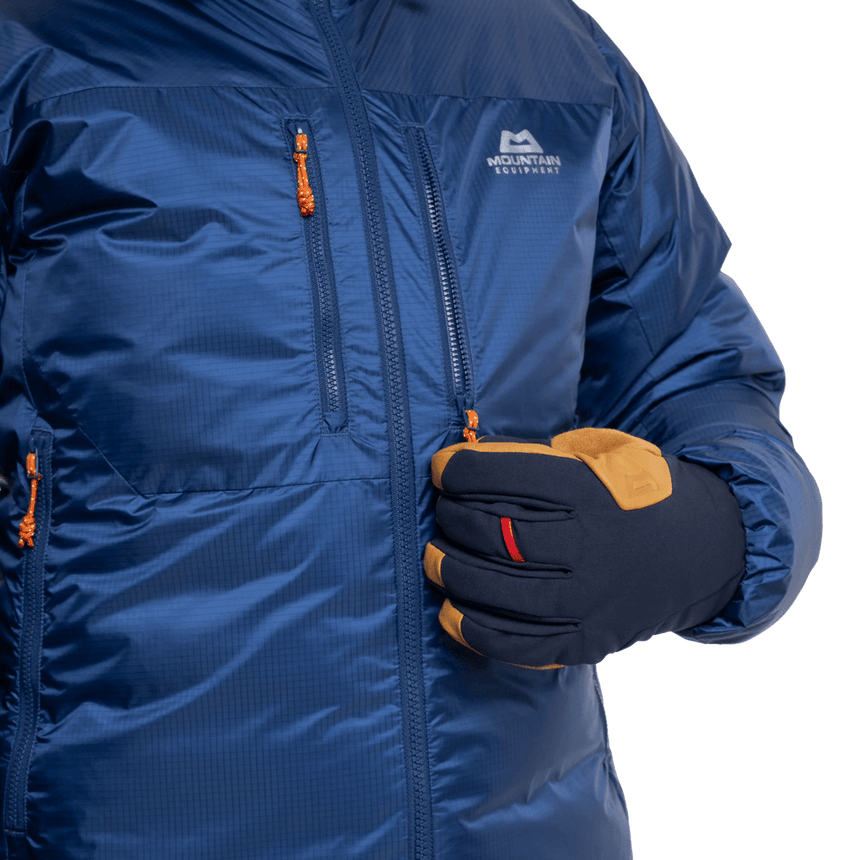 Mountain Equipment Kryos Women's Jacket in Admiral Blue - Zip and Pocket Detail