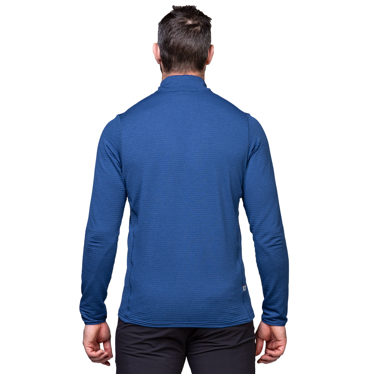 Mountain Equipment Lumiko Men's Zip T in Admiral/Cosmos - Full Length Back