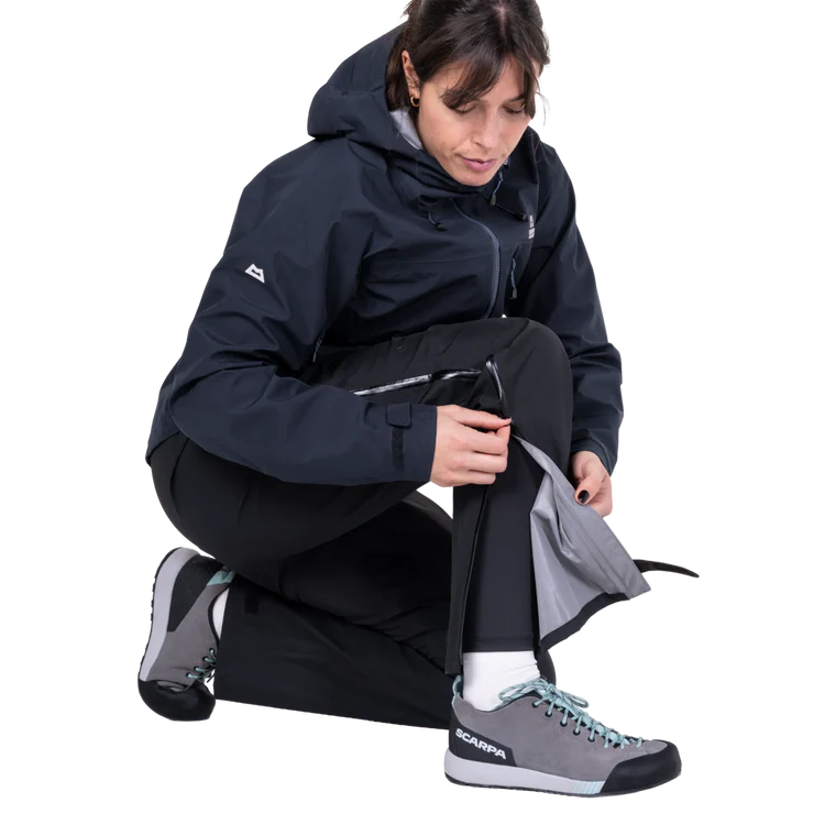Mountain Equipment Makalu GORE-TEX Women's Pant in Black - Hem Zip Detail on Model