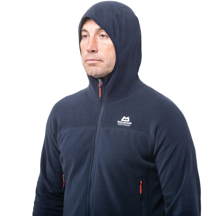 Mountain Equipment Micro Zip Men's Jacket in Cosmos - On Model Hood
