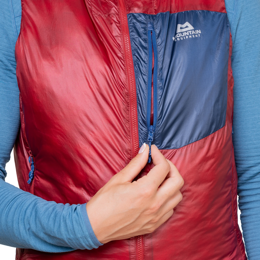 Mountain Equipment Oreus Women's Vest in Merlot/Admiral Blue - Chest Pocket