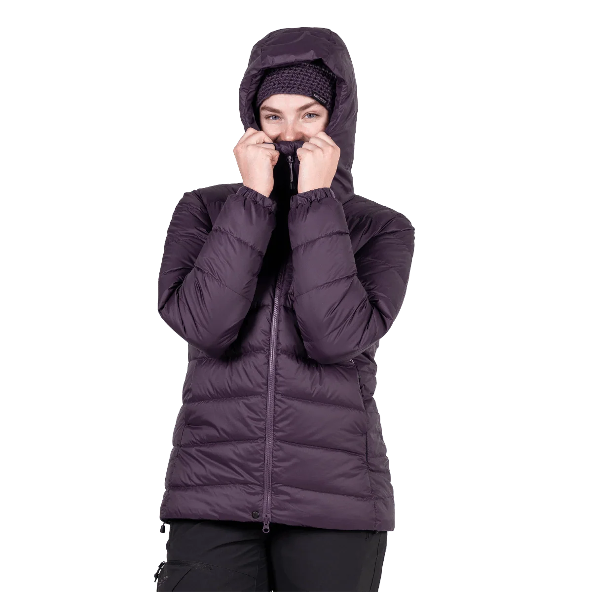 Mountain Equipment Paiyu Women's Jacket in Nightshade - Hood On Model
