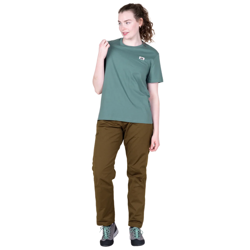 Mountain Equipment Podus Women's Tee in Goblin Blue - Front full length model view alternate