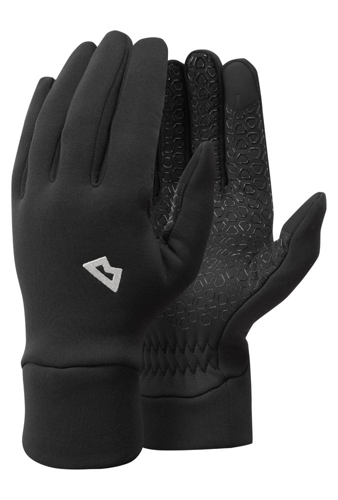 Mountain Equipment Stretch Fleece Grip Glove in Black - Front Product Shot