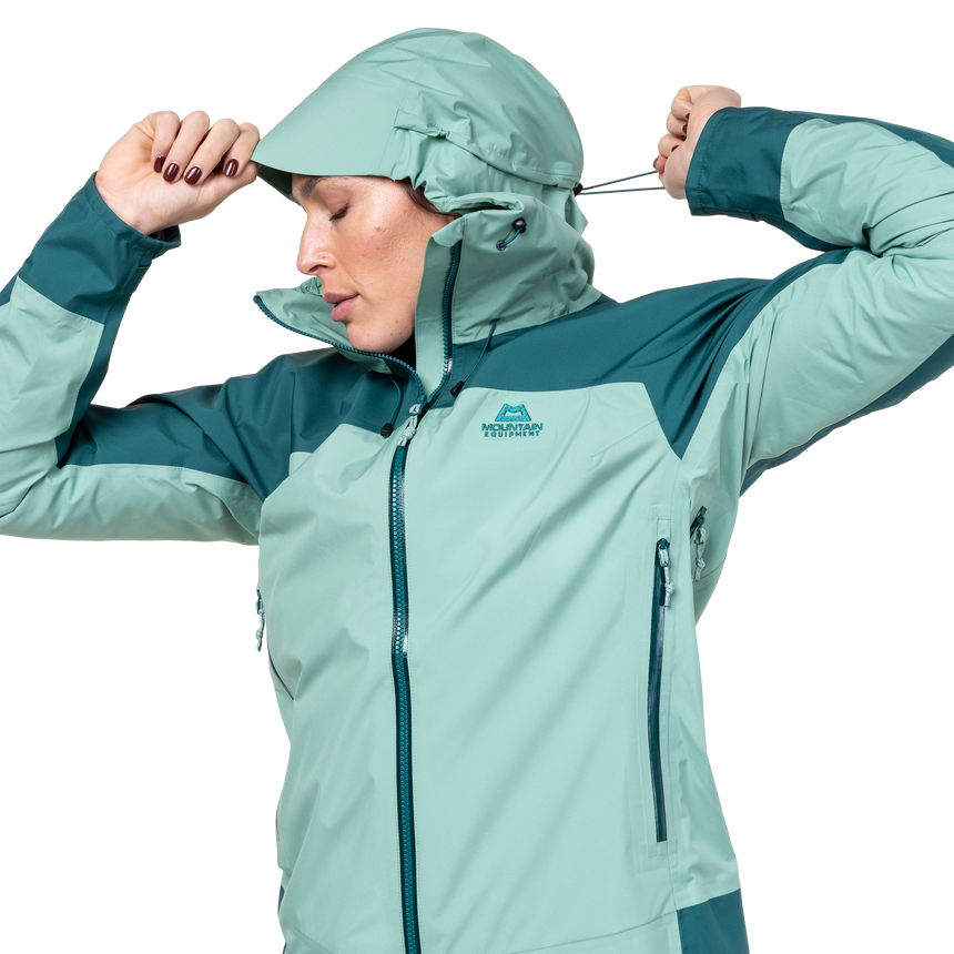 Mountain Equipment Tacul Women's Jacket in Lichen/Deep Teal - Adjustable Cord