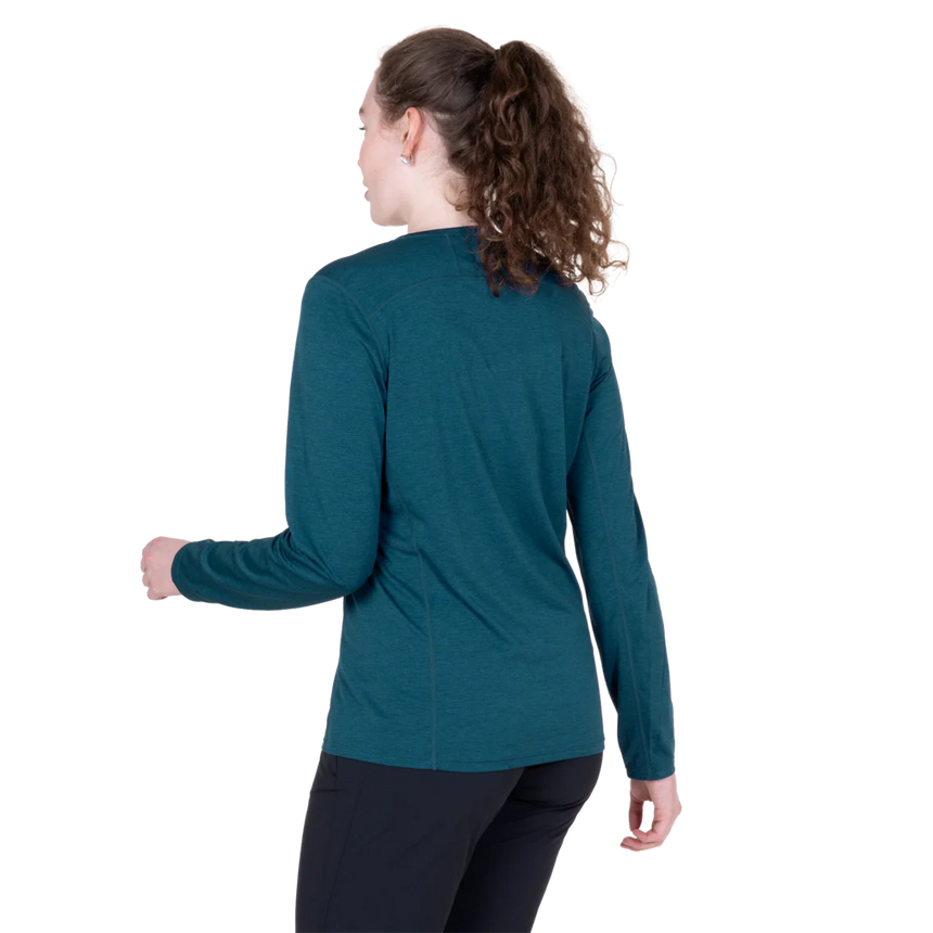 Mountain Equipment Tempi Women's LS Tee in Majolica Blue - Front view